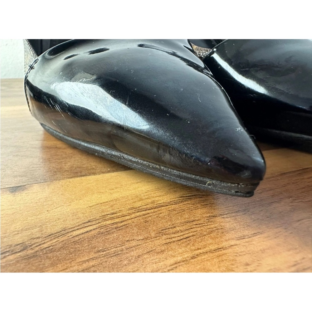 LOUIS VUITTON Brown LV Monogram Canvas Black Patent Leather Pointed-Toe Pumps 40 - Picture 10 of 11
